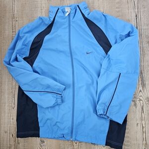 Vintage Nike Men’s Light Blue and Black Windbreaker Jacket